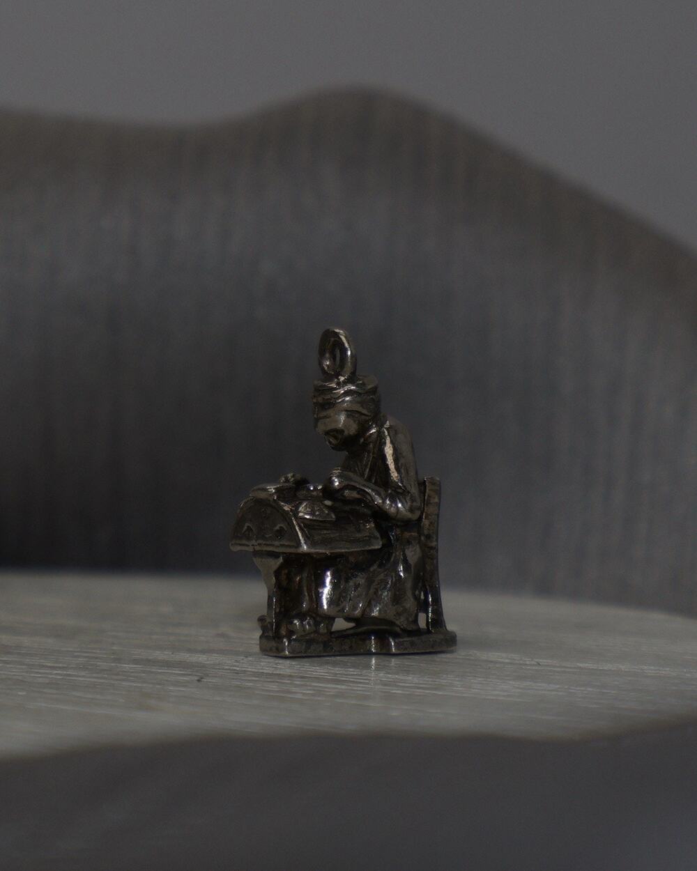 Vintage Sterling Silver Lacemaker Charm 3.1G / 0.6in
